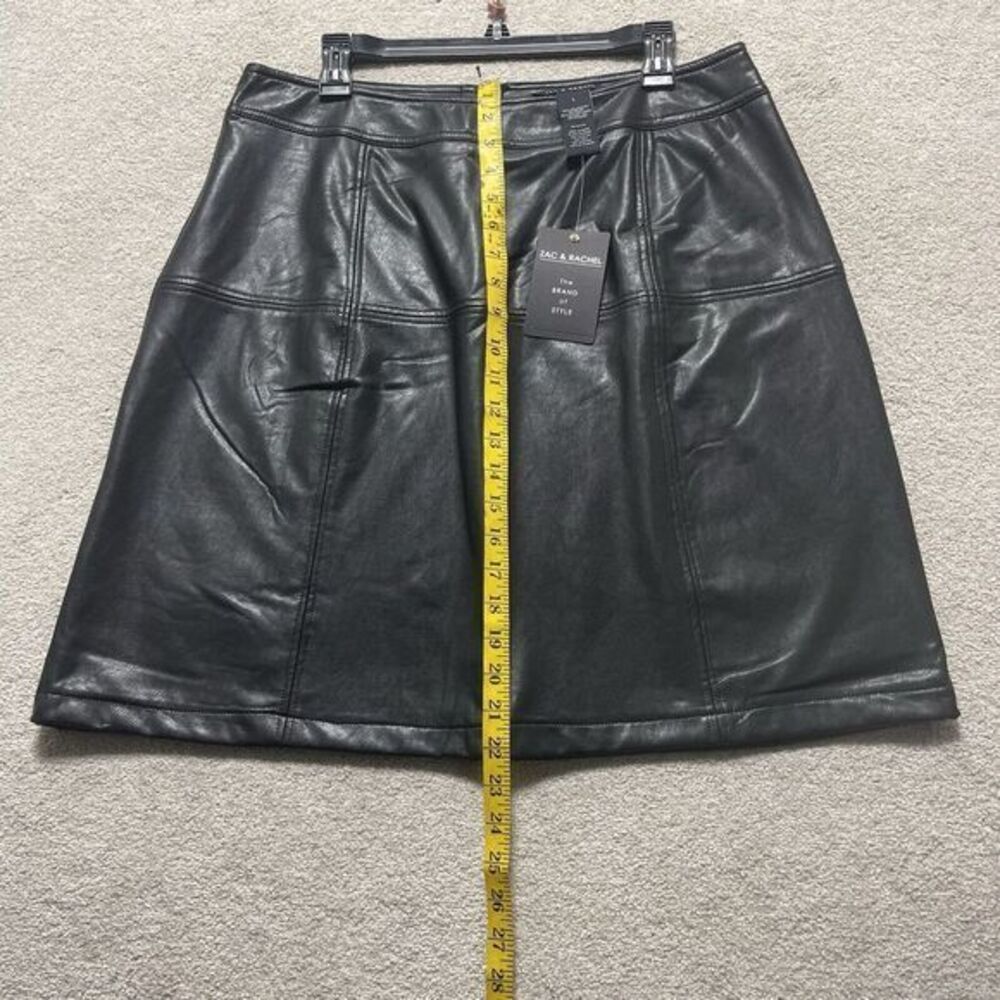 Zac & Rachel Women's Black Size L Faux Leather Skirt 22in‎ Long Waist 22 In NWT